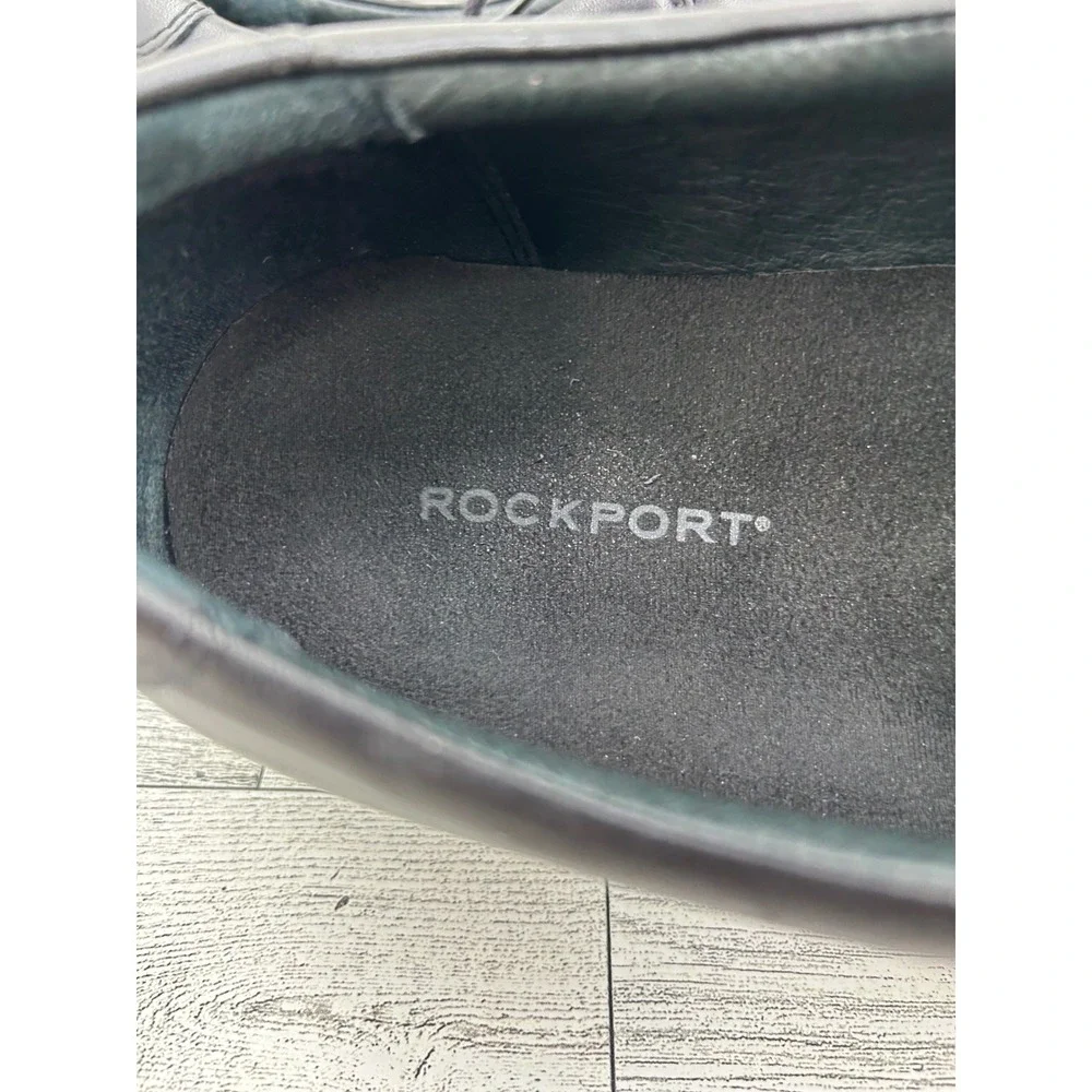 Rockport Men Black Leather Oxford Dress Shoes APM20311 Size 10W Wide Square Toe